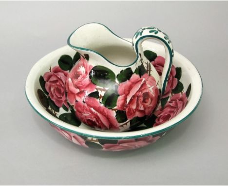 Wemyss Ware - Jug and Basin 'Cabbage Rose', signed and impressed Wemyss and Thomas Goode & Co
