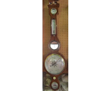 A mahogany and box wood inlaid barometer thermometer by P &amp; A Cicerige of London, 95cm high