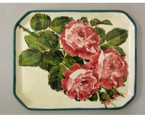 Wemyss Ware - Comb Tray 'Cabbage Rose', signed Wemyss, impressed Wemyss, attributed to Karel Nekola, 26cm x 21cm approx