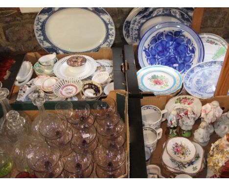 A quantity of 19th century and other ceramics including four 19th century Copeland dessert plates with botanical decoration, 