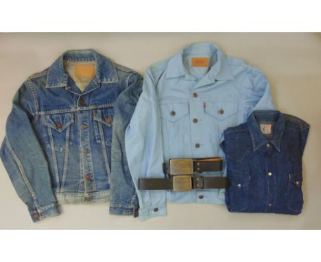 1960s Levi light Duck jacket "Trucker" style size 38 with style number 70519-0912, together with well used Levis denim Trucke