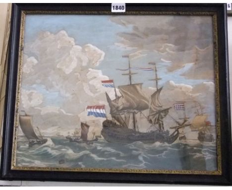 Ron Hennessey, 20th century British, seascape with sailing boat, oil on board, signed, 28 x 36 cm, together with an early 19t