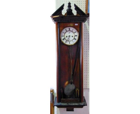 Beidamire two train Vienna type wall clock, in a stepped architectural case, 107cm long
