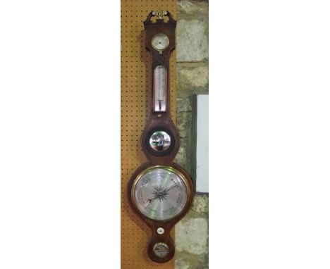 Mahogany banjo thermometer by J Gilardi of Bristol, 98cm high