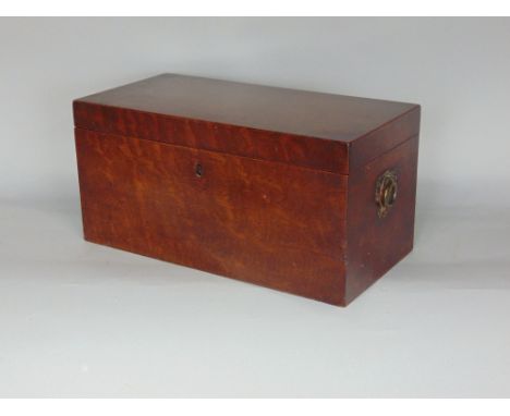 A large mahogany tea caddy with segmented interior