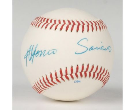 Official Ball of the Florida State League signed by Alfonso Soriano. A Certificate of Authenticity from T. Wall Collectibles 