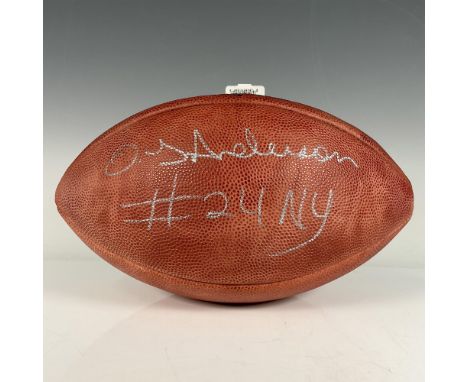 This full-sized Wilson NFL football is signed in silver by O.J. Anderson #24 NY. Certificate of Authenticity from T. Wall Col