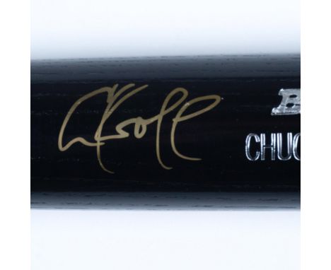 This is a Rawlings black Big Stick Chuck Knoblauch model bat also signed by Chuck Knoblauch in gold. Certificate of Authentic