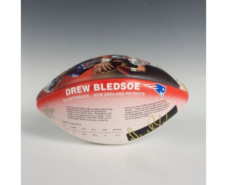 Official Wilson Limited Edition NFL Sportacular Art Collectors Football, featuring two Drew Bledsoe's autographs. One by his 