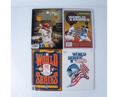 This set includes Major League Baseball World Series programs from the years 1980, 1991, 2005, and 2011. MLB marked. Dimensio
