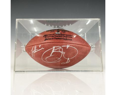 This is a full-sized Wilson football signed in silver by Troy Aikman and Emmitt Smith. Certificate of Authenticity from Conso