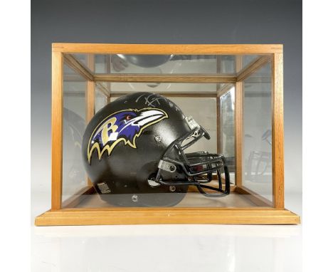 This black game-used helmet features the Ravens logo and is signed in silver by Ray Lewis. Certificate of Authenticity from C