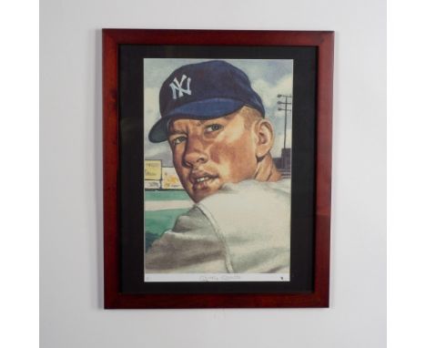 This is the 30th anniversary of the 1953 Mickey Mantle Topps Chewing Gum Lithograph offered to the public. Sight size measure