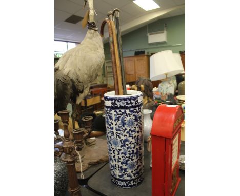 Oriental Design Stick Stand including Silver Topped Cane