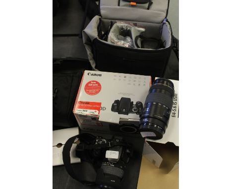 Canon EOS 400D camera, EF image stabilizer and various accessories