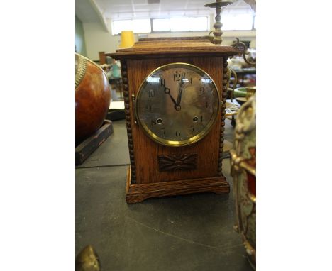1930's Oak Mantel Clock W Horne & Son