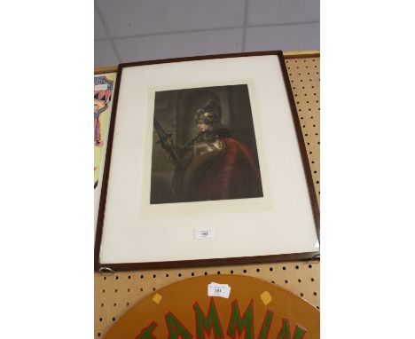 Walter Alfred Cox (1862-1908) Mezzotint Portrait of a Mannerist Soldier