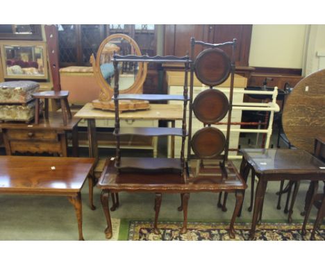 Cake stand and wall shelf and nest of tables