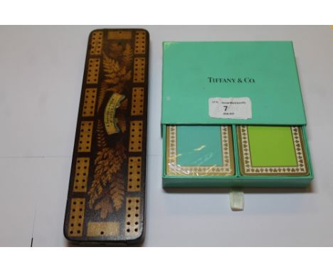 Pack of Tiffany & Co Playing Cards & Cribbage Board - Souvenier from Muirhead(?)