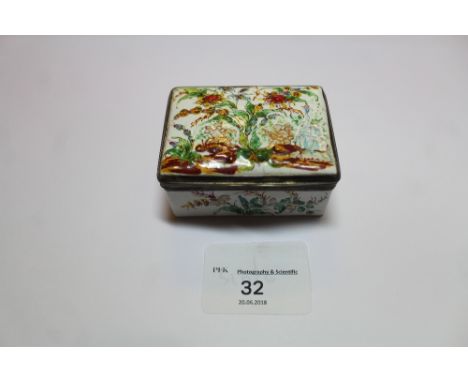 White metal mounted enamel  trinket box