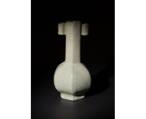 A Chinese Hexagonal Crackled Porcelain Vase, with a Seal Mark to the Base.H: Approximately 14.2cmProvenance: Private UK colle