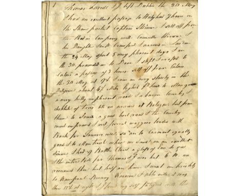 Seeing the Sights of Paris in 1822Farrell (James) [of Moynalty, Co. Meath]. A manuscript journal of approx. 16pp., recounting