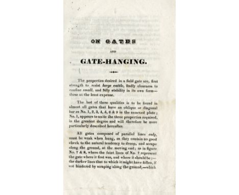 Rare Agricultural PamphletCo. Tipperary: On Gates and Gate-Hanging, 8vo n.d., n.p. [c. 1860] Printed for the Benefit of the C