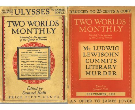 Rare Unauthorized U.S. Edition of UlyssesJoyce (James) Ulysses - [Two World Monthly, Vol. 1 (No. 1) - vol. 3 (no.3)] 4to 11 i