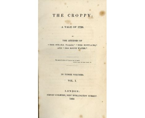 [Banim (Michael)] The Croppy; A Tale of 1798, 3 vols. 12mo L. 1828. First Edn., cont. hf. dark blue mor. mor. labels. Good. (