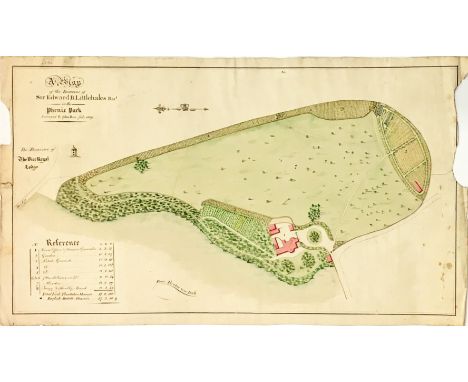 Attractive Manuscript Estate Map[1798] Roe (John) surveyor, A Map of the Demesne of Sir Edward B. Littlehales Bart. in the Ph