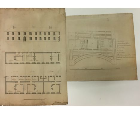 Drawings by GandonCo. Waterford: Gandon (James) Two large original Manuscript Plans for the building of New Geneva Barracks, 