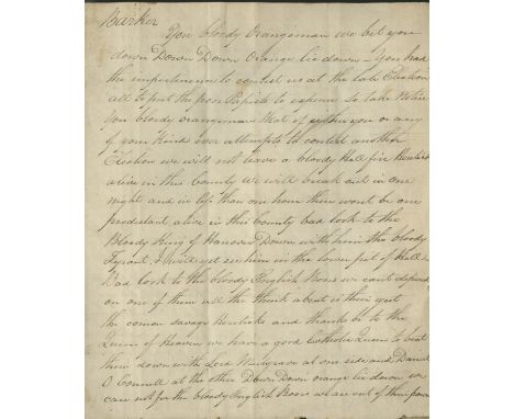 Threatening Letter to Tipperary Landlord, c. 1835Co. Tipperary: A transcript of a lettre addressed to William P. Barker Esq.,