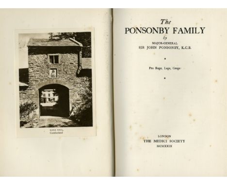 Genealogy: Ponsonby (Maj. Gen. Sir J.) The Ponsonby Family, roy 8vo L. 1929. First Edn. Profusely illustrated with plts., unc