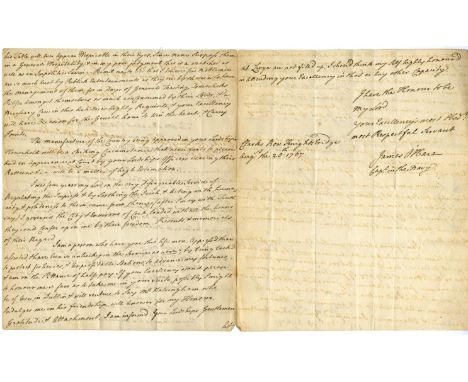 An Irishman's Advice to a New Lord Lieutenant, 1767Manuscript: A manuscript letter from James O'Hara, Captain in the Navy, to