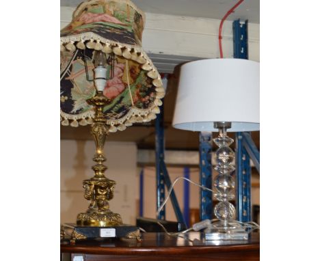 ORNATE GILT TABLE LAMP &amp; 1 OTHER LAMP     