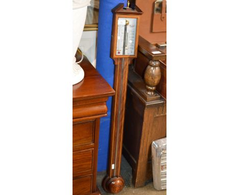 REPRODUCTION INLAID MAHOGANY STICK BAROMETER     