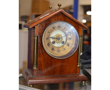 MAHOGANY CASED STRIKING MANTLE CLOCK     