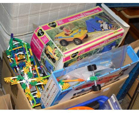 BOX WITH VARIOUS TOYS, K-NEX, SINDY CAMPING BUGGY ETC     