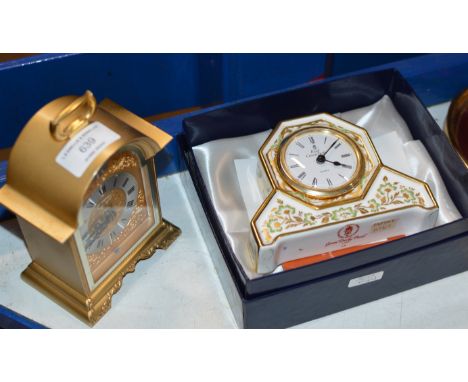 MODERN MANTLE CLOCK &amp; BOXED ROYAL CROWN DERBY CLOCK     