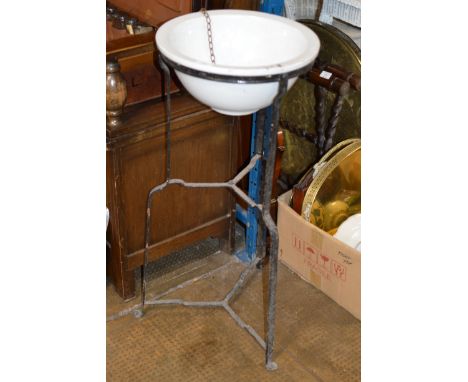 WROUGHT IRON WASH STAND &amp; BASIN     