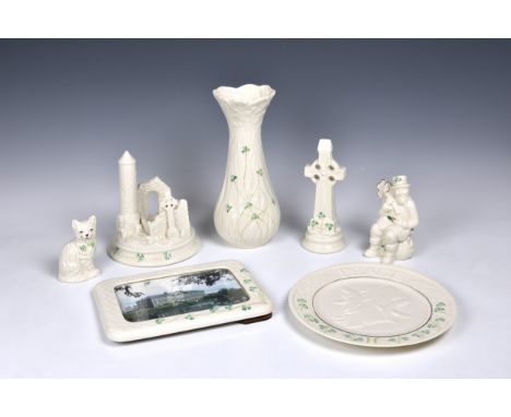 A collection of Belleek Pottery giftware all having blue stamp (8th mark 1993-1997), comprising of Devenish Ireland round tow