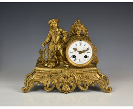 A gilt metal drum clock by Henri Marc of Paris with an eight day movement by Japy Freres, striking to bell on the hour, Frenc