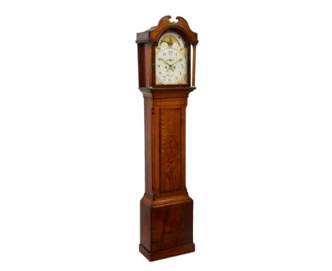 A late 18th century inlaid oak and mahogany eight day longcase clock by G. Stephenson of Warminster the bell strike movement 