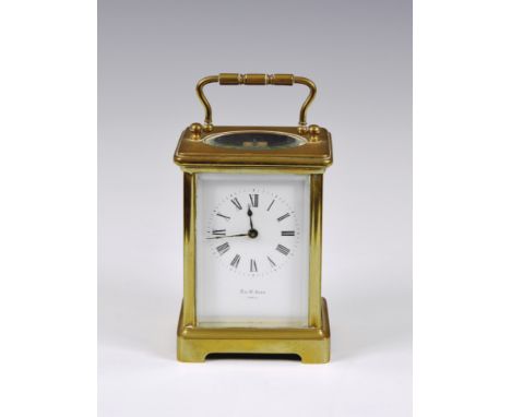 An antique French carriage clock, c.1900, single train movement, the white enamel dial signed R &amp; W Bird, Paris, 4 ½in. (