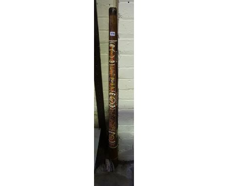 A Painted Soft Wood Didgeridoo, By Global gifts, 87cm high 
