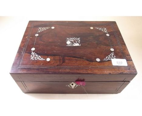 A 19th century rosewood and mother of pearl inlaid work box