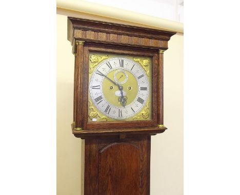 A fine modern oak longcase clock in early 18th century style by Rosse Stamp (an Admiralty Scientist who developed the first u