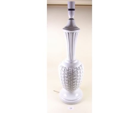 A large white Italian pottery pineapple form table lamp - 50cm