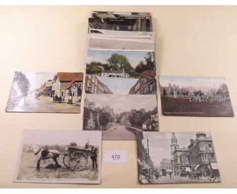 Postcards - Worcs topo with street scenes at Worcester, Ombersley, Malvern, Evesham including rp Carting Radishes for Washing