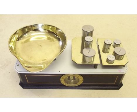 A set of brass scales and weights by Chase